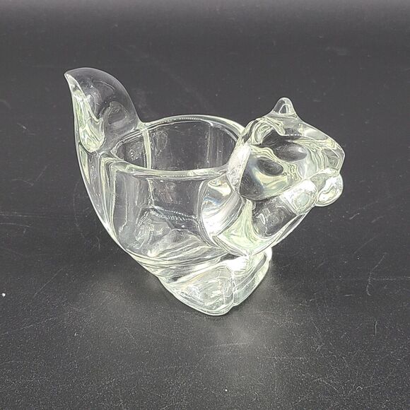 Vintage Avon Glass Sleeping Cat and Squirrel Votive Candle Holders - Picture 1 of 8
